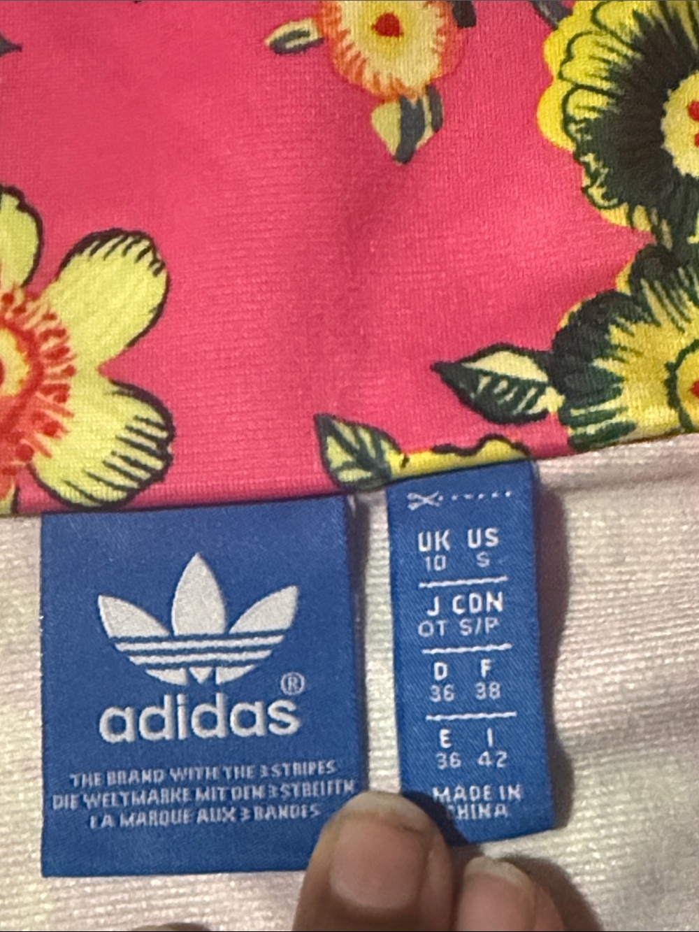 Farm rio x adidas Pink Floral Track Jacket with Tan Panels Sz S - Picture 12 of 14